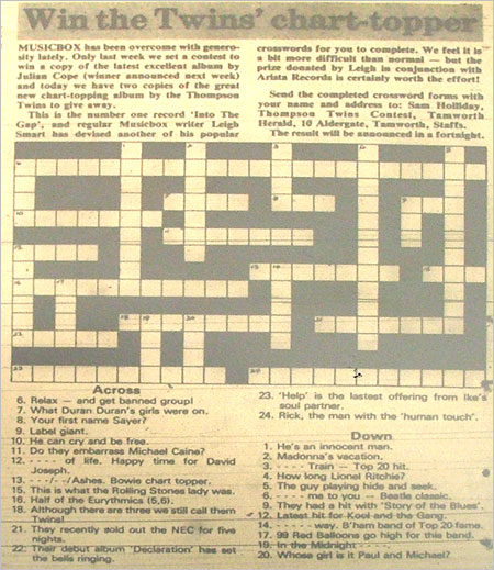 Musicbox Crossword