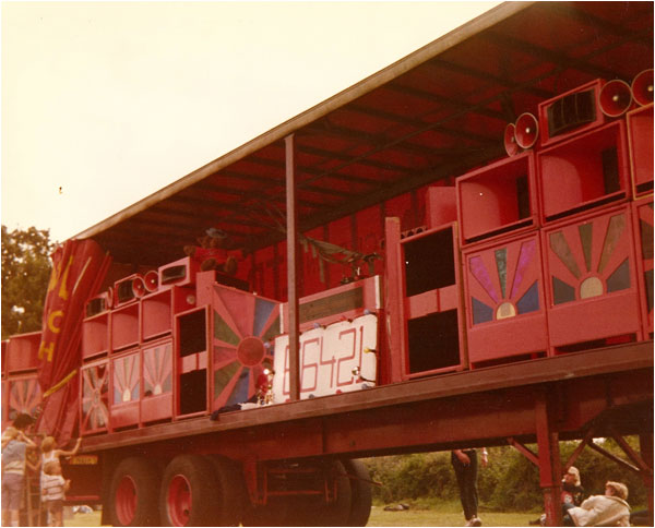 Pics of the disco that took me 20 years to build after the first lot was stolen. It was at Tamworth, Wiggington Park. The Mayor of Tamworth, Mr Smith wrote to the Guinness Book of Records on our behalf to ask them to come and take a look but they refused. We filled five 60 foot articulated lorries that day and it took five hours to wire it up. We also had 6,000 doing the rowing boat song which I think would have been a record. 