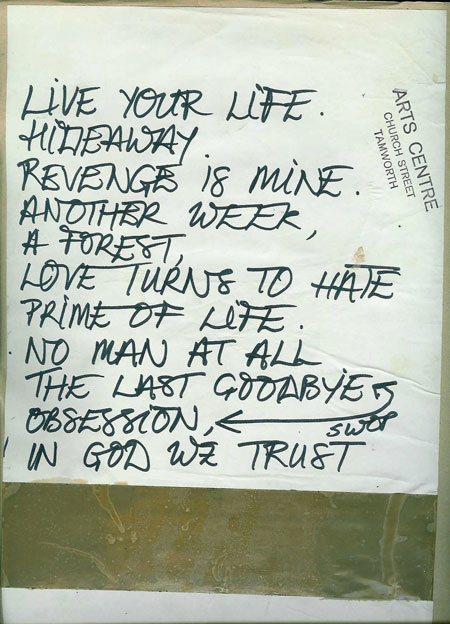 Set List ; 12/07/85