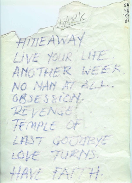 Set List : 21/12/85